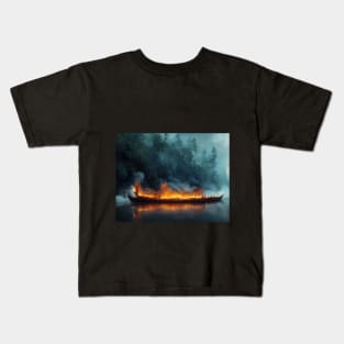 Viking funeral longship Kids T-Shirt